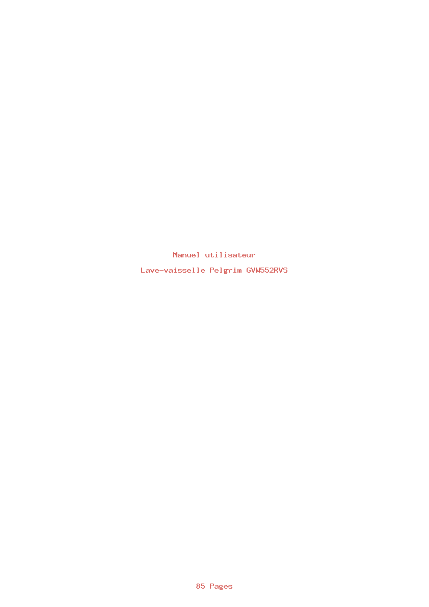 Page 1 de la notice Manuel utilisateur Pelgrim GVW552RVS