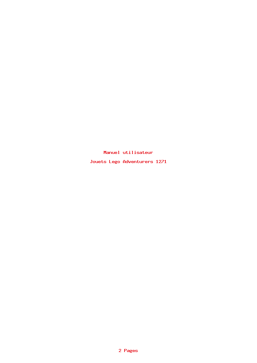 Page 1 de la notice Manuel utilisateur Lego Adventurers 1271