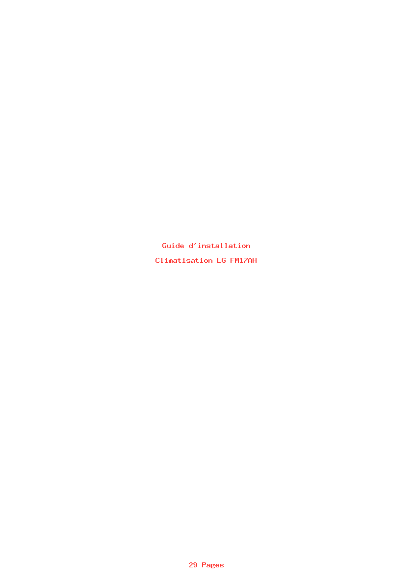 Page 1 de la notice Guide d'installation LG FM17AH