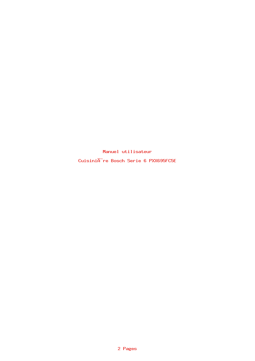 Page 1 de la notice Manuel utilisateur Bosch Serie 6 PXX695FC5E