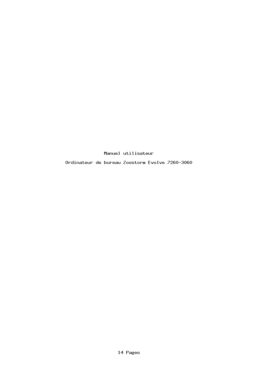 Page 1 de la notice Manuel utilisateur Zoostorm Evolve 7260-3060