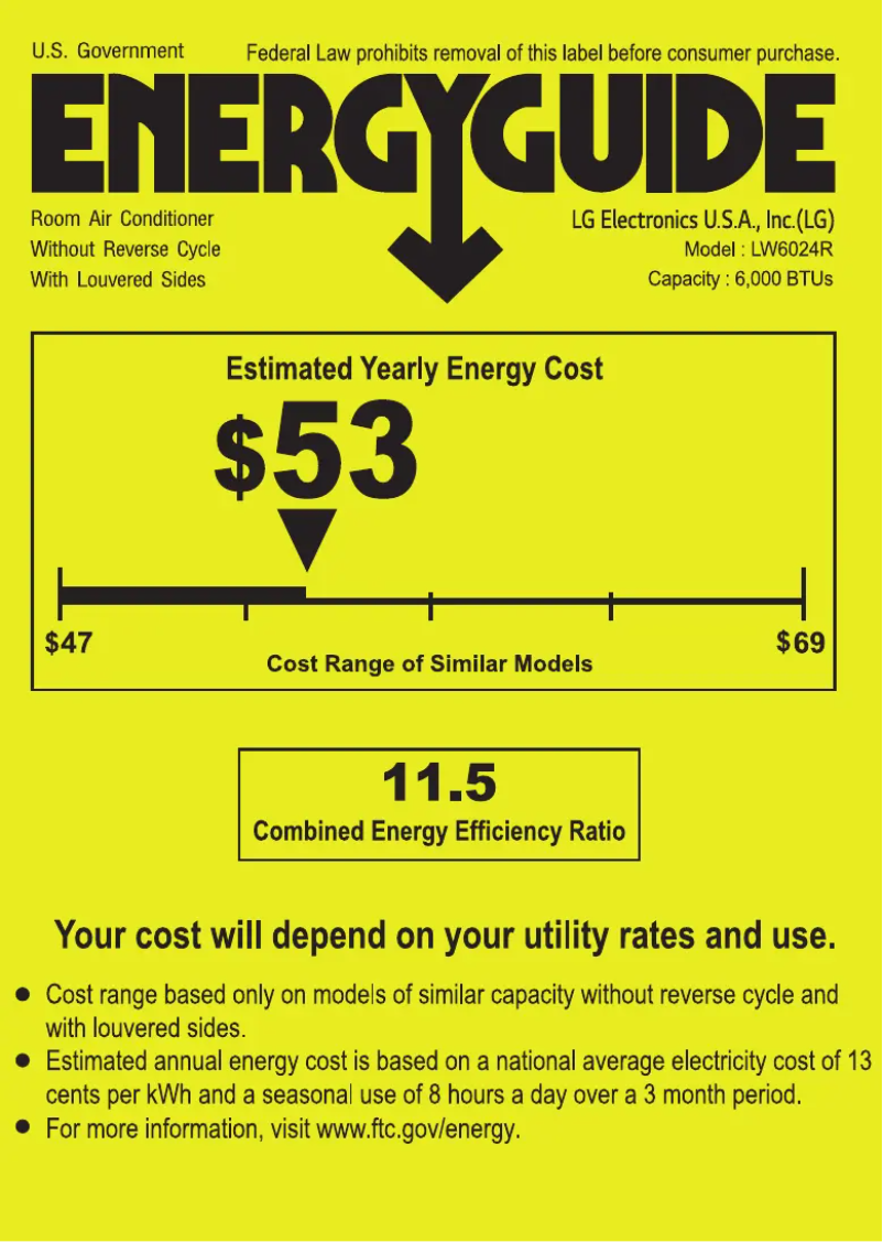Page 1 of the manual Energy Label LG LW6024R