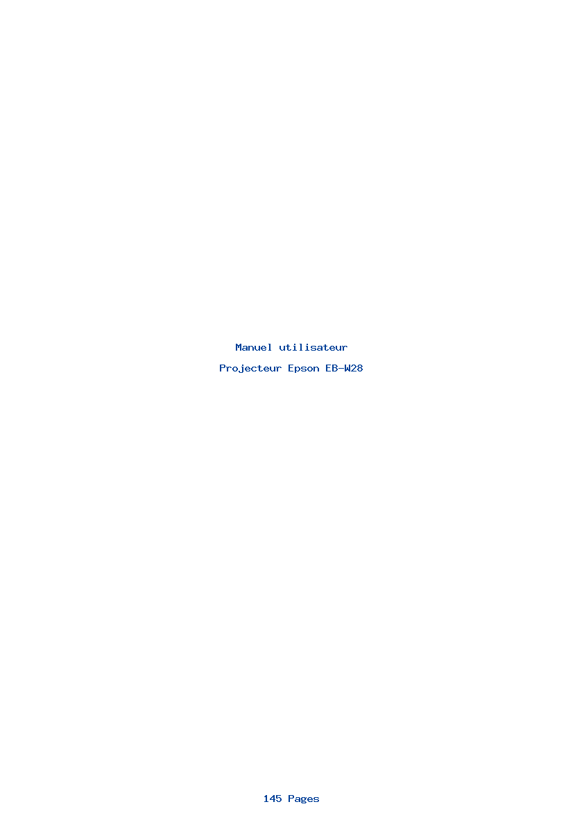 Page 1 de la notice Manuel utilisateur Epson EB-W28