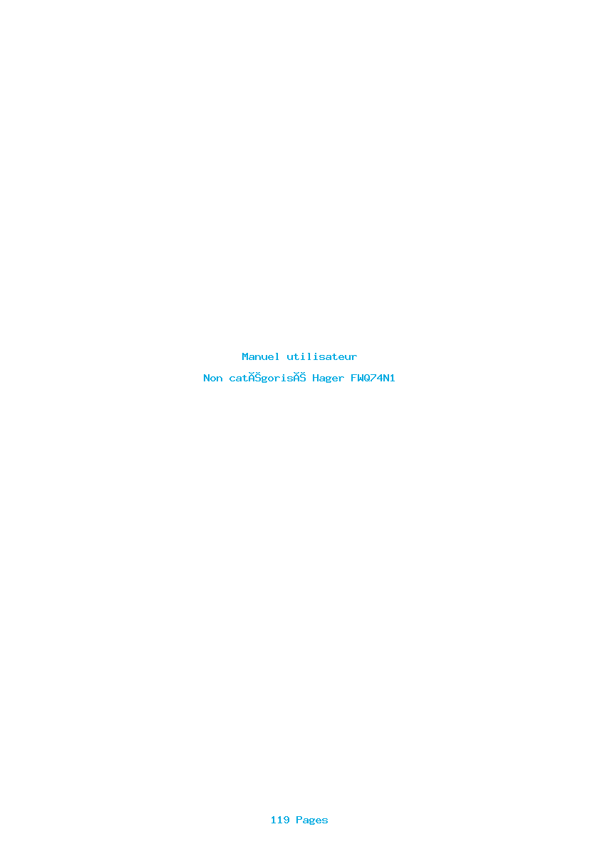 Page 1 de la notice Manuel utilisateur Hager FWQ74N1
