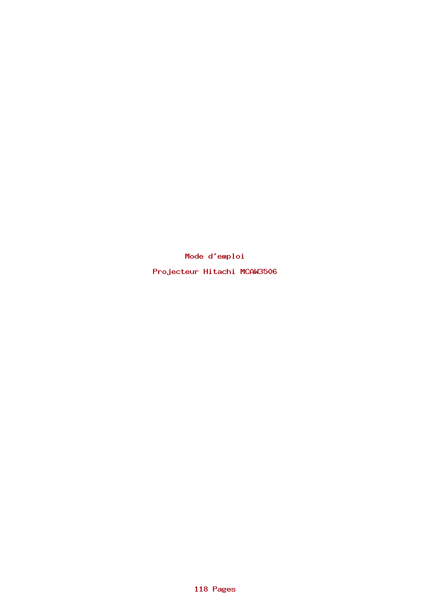 Page 1 de la notice Mode d'emploi Hitachi MCAW3506
