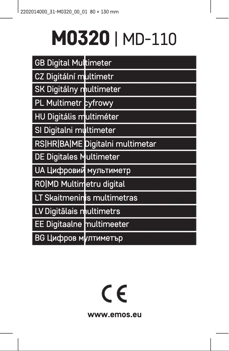 Page 1 de la notice Manuel utilisateur Emos M0320