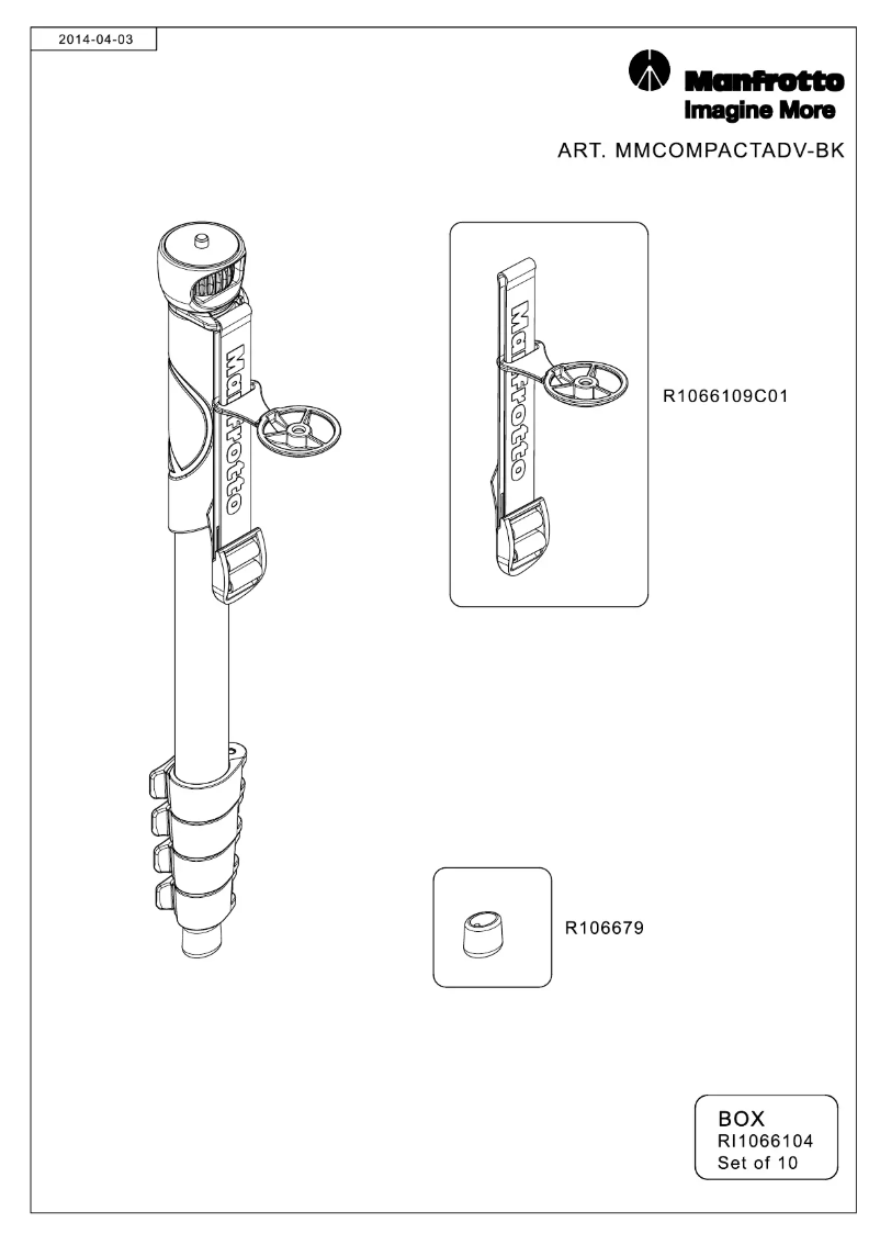 Page 1 de la notice Manuel utilisateur Manfrotto MMCOMPACT-BK