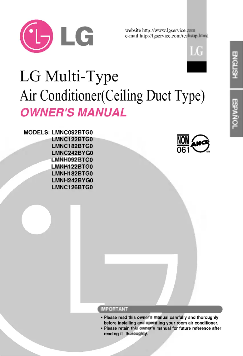 Page 1 of the manual User Manual LG LMNH122BTG0