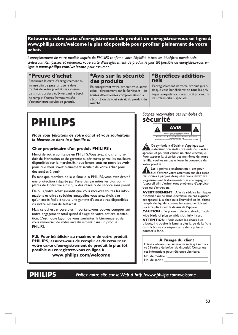 Page 1 de la notice Manuel utilisateur Philips HTS6515D