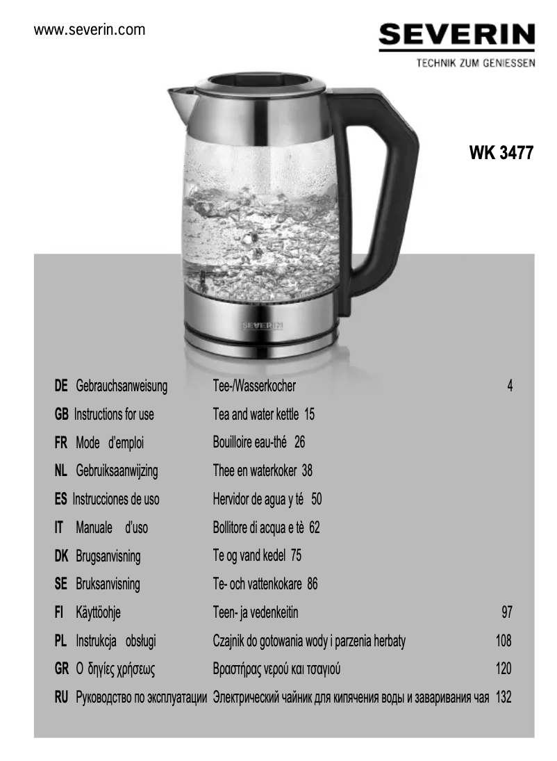 Página 1 del manual Manual de usuario Severin WK 3477