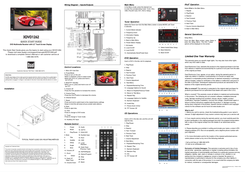 Page 1 de la notice Manuel utilisateur Dual XDVD1262