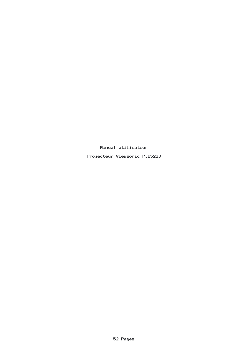 Page 1 de la notice Manuel utilisateur Viewsonic PJD5223