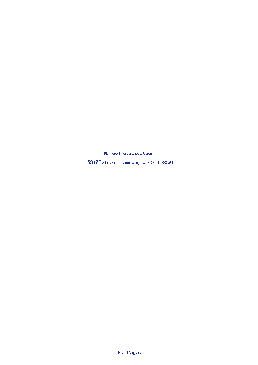 Page 1 de la notice Manuel utilisateur Samsung UE65ES8005U