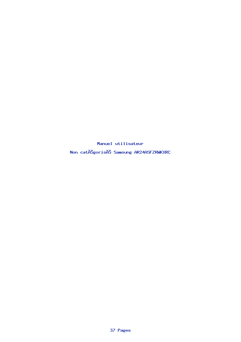 Page 1 de la notice Manuel utilisateur Samsung AR24ASFZRWKXRC