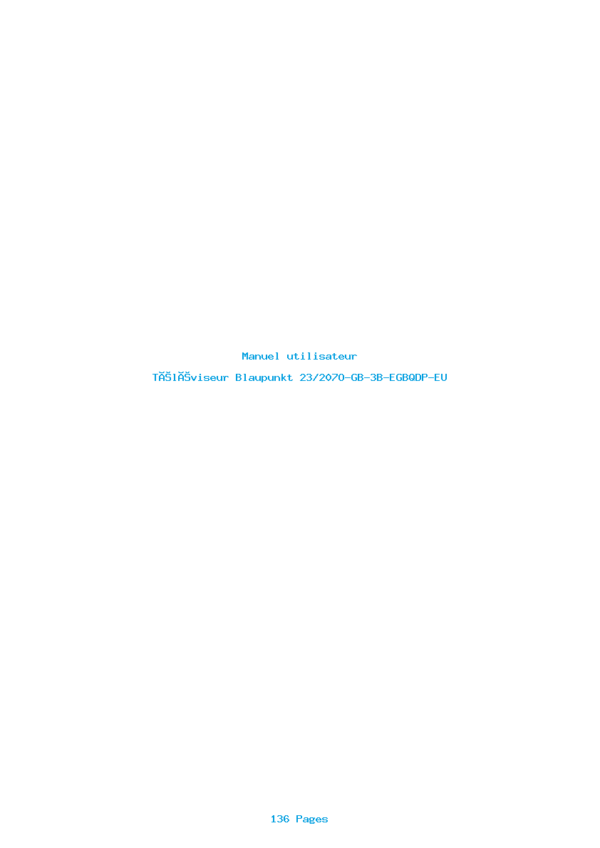Page 1 de la notice Manuel utilisateur Blaupunkt 23/207O-GB-3B-EGBQDP-EU