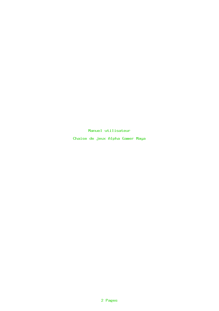 Page 1 de la notice Manuel utilisateur Alpha Gamer Maya