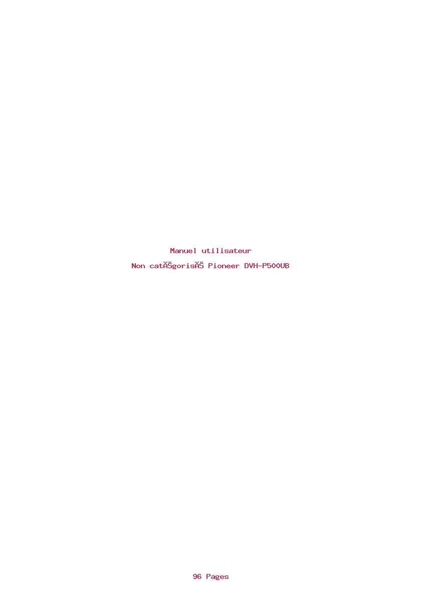 Page 1 de la notice Manuel utilisateur Pioneer DVH-P500UB