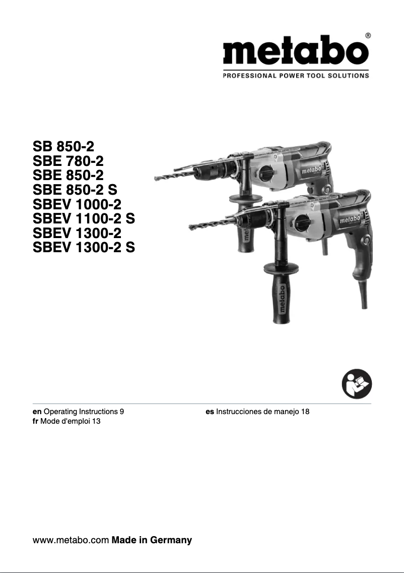 Page 1 de la notice Manuel utilisateur Metabo SBEV 1000-2