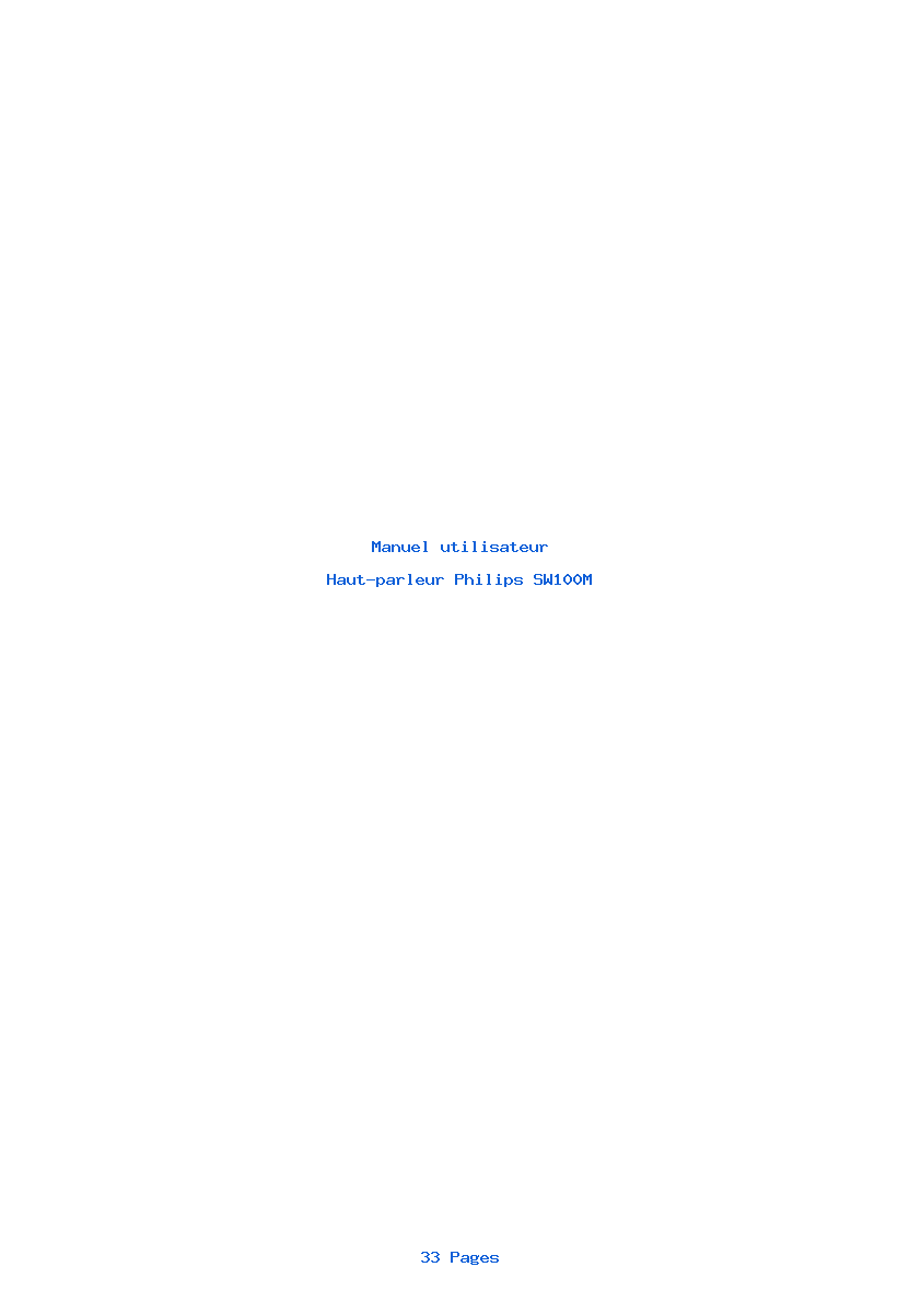 Page 1 de la notice Manuel utilisateur Philips SW100M