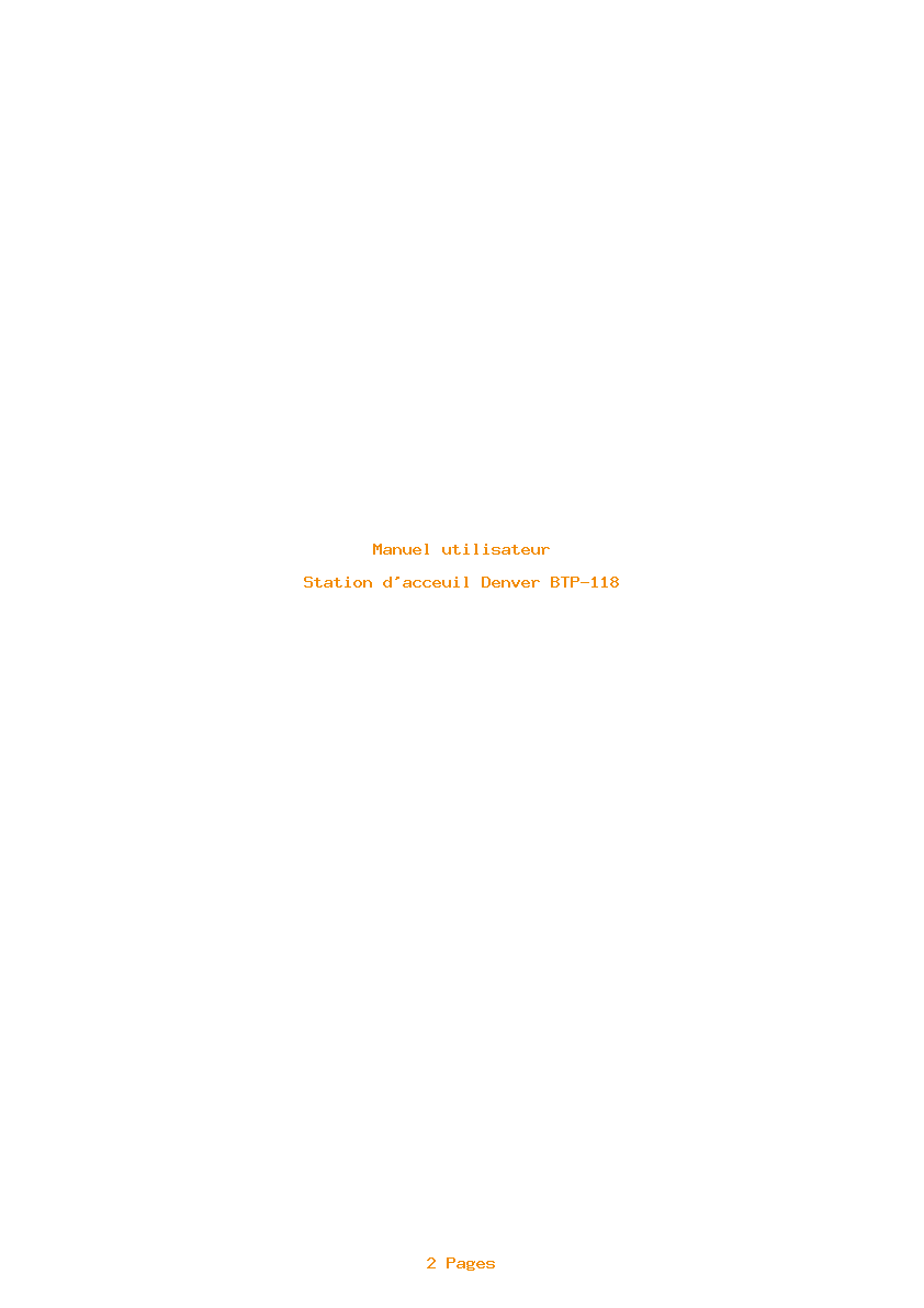 Page 1 de la notice Manuel utilisateur Denver BTP-118