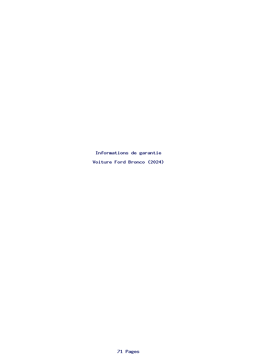 Page 1 de la notice Informations de garantie Ford Bronco (2024)