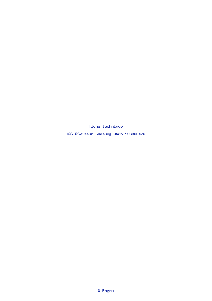Page 1 de la notice Fiche technique Samsung QN85LS03BAFXZA