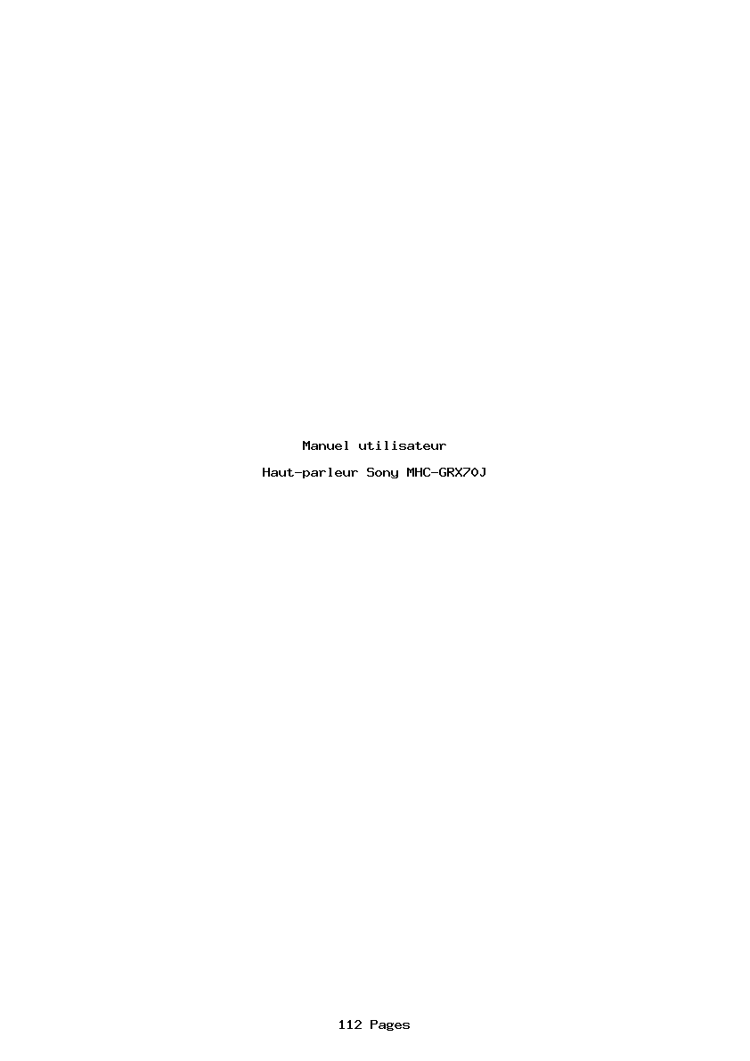 Page 1 de la notice Manuel utilisateur Sony MHC-GRX70J
