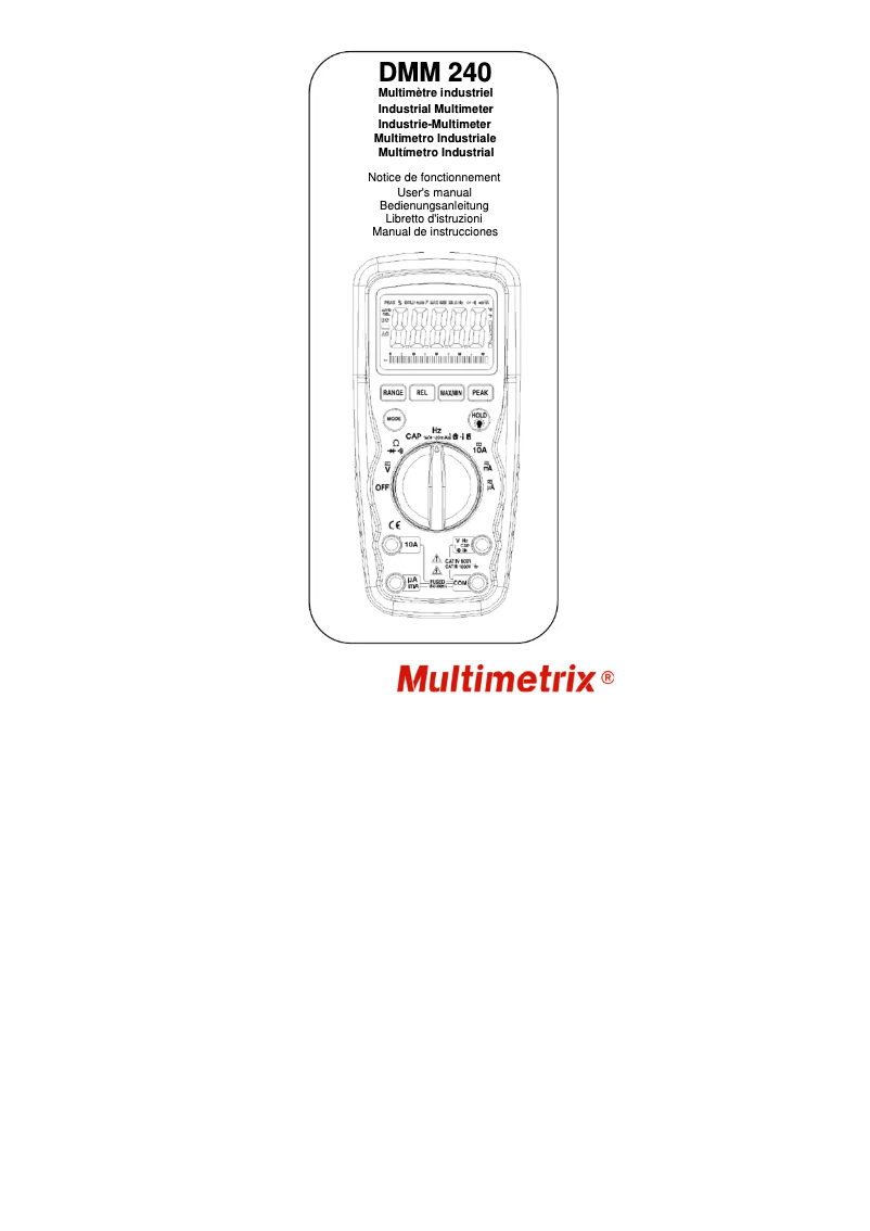 Page 1 de la notice Manuel utilisateur Multimetrix DMM240