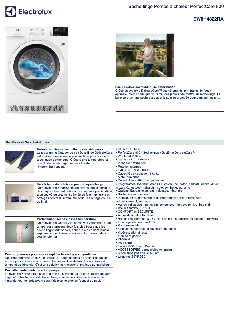 Página 1 del manual Ficha técnica Electrolux EW8H4822RA