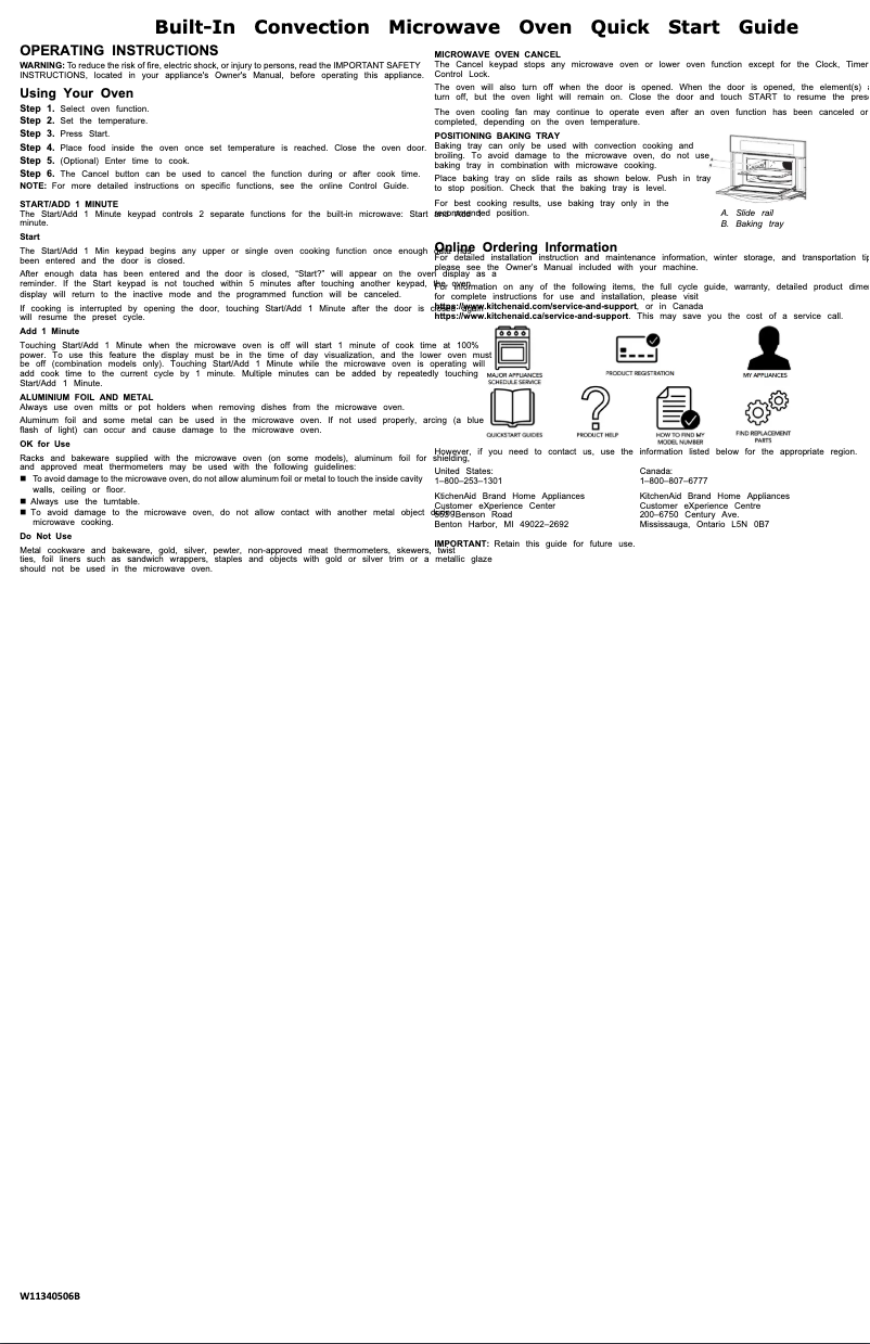 Page 1 de la notice Guide de démarrage rapide KitchenAid KMBP107ESS