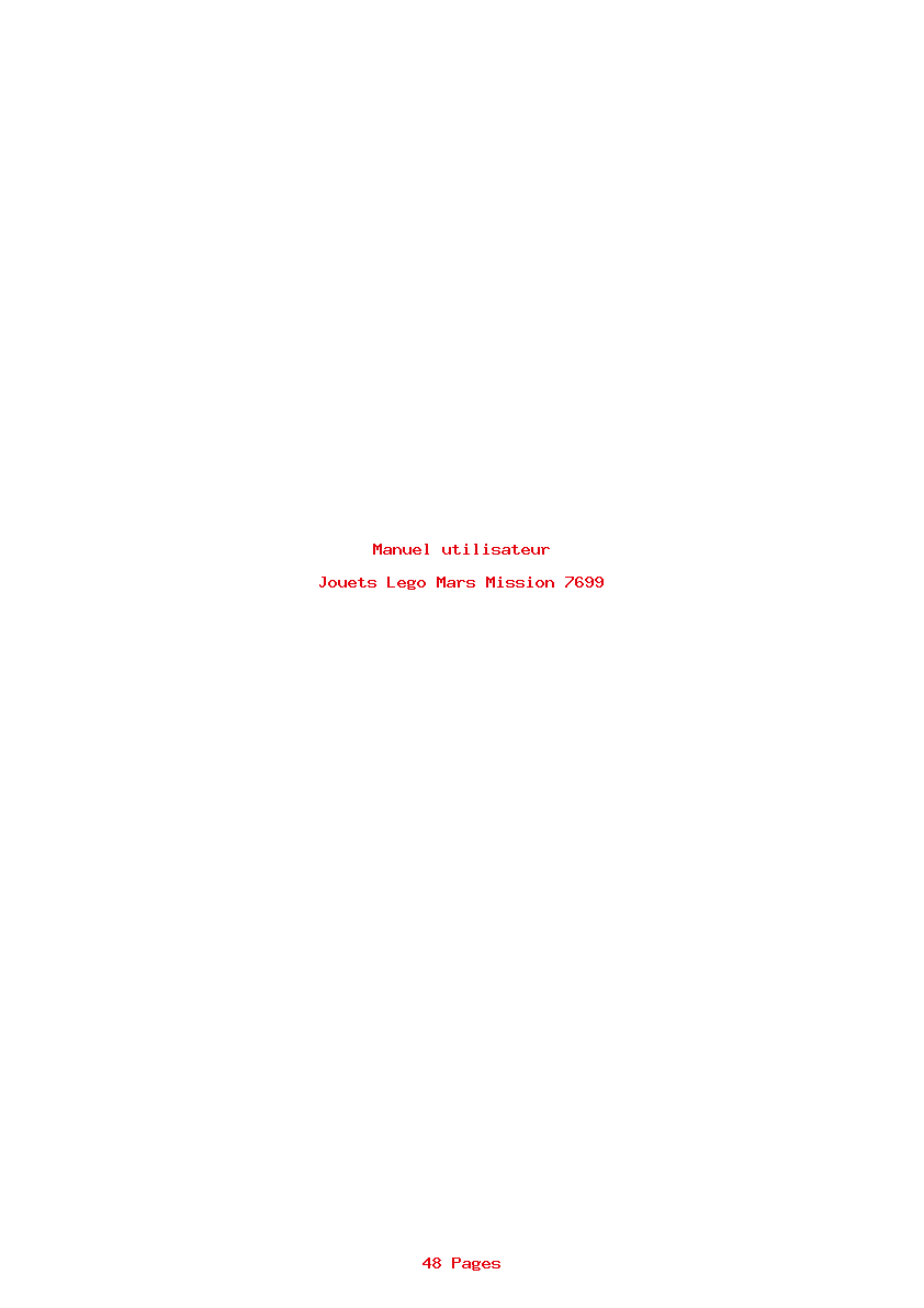 Page 1 de la notice Manuel utilisateur Lego Mars Mission 7699