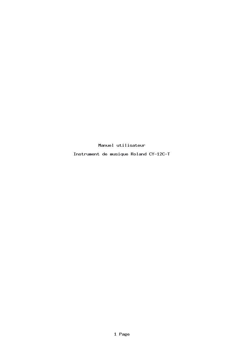 Page 1 de la notice Manuel utilisateur Roland CY-12C-T