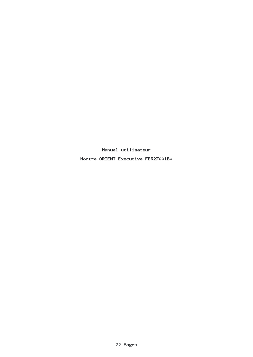 Page 1 de la notice Manuel utilisateur ORIENT Executive FER27001B0