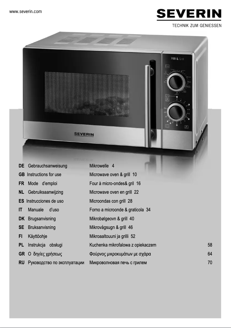Página 1 del manual Manual de usuario Severin MW 7875