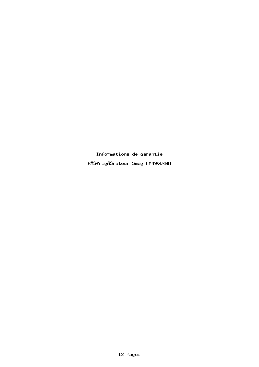 Page 1 de la notice Informations de garantie Smeg FA490URWH