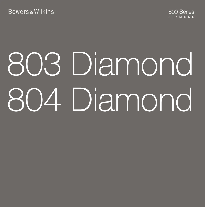 Page 1 de la notice Manuel utilisateur Bowers & Wilkins 803 Diamond