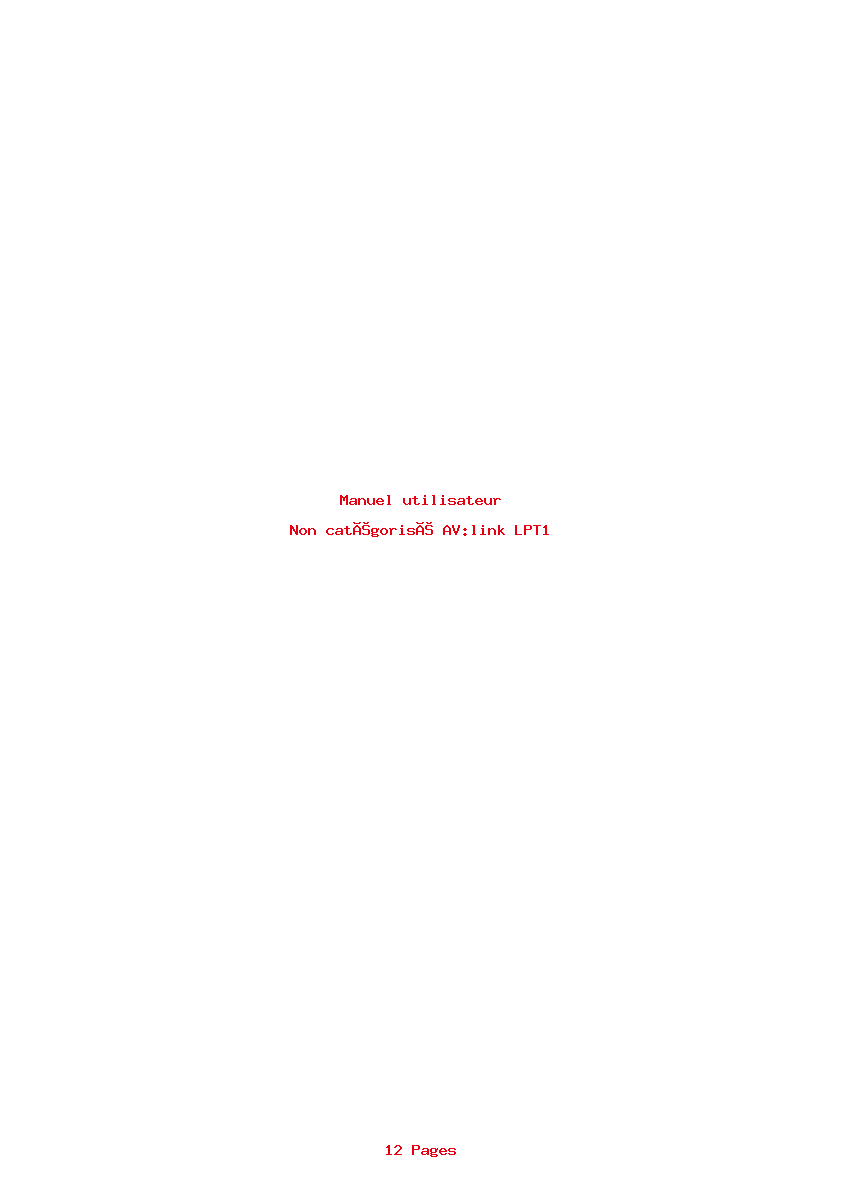 Page 1 de la notice Manuel utilisateur AV:link LPT1