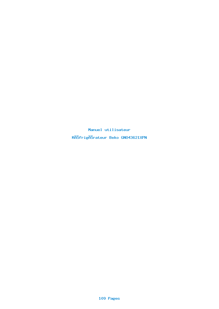 Page 1 de la notice Manuel utilisateur Beko GNO43621XPN