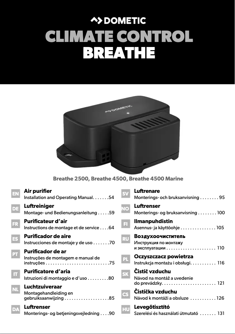 Page 1 de la notice Guide d'installation Dometic Breathe 4500