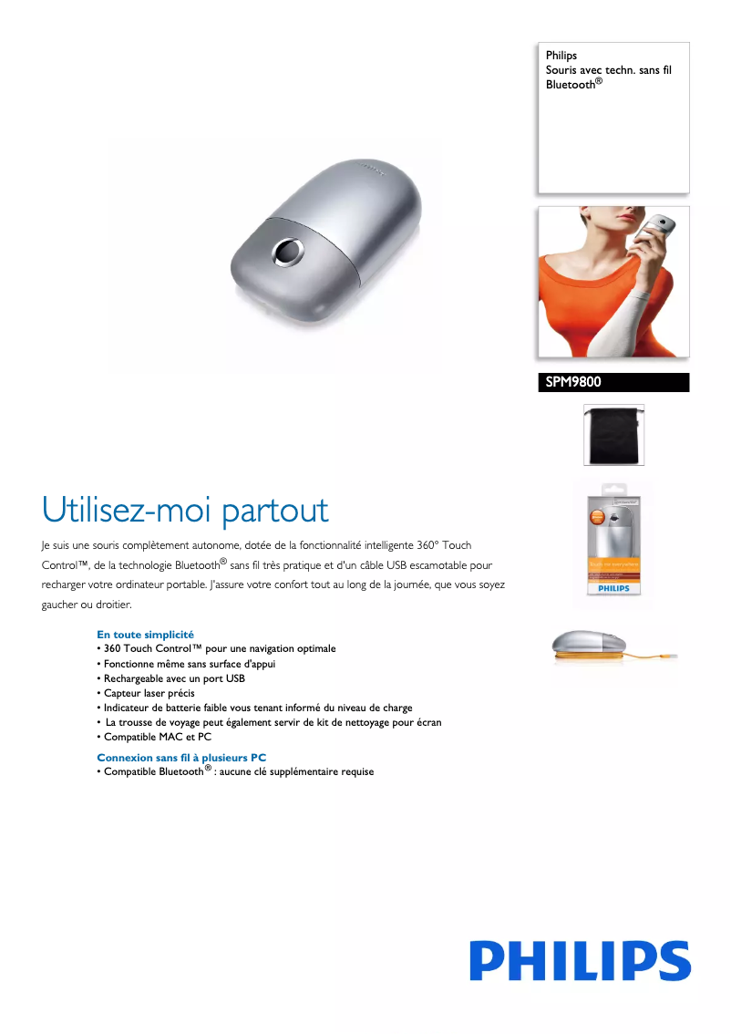 Page 1 de la notice Fiche technique Philips SPM9800