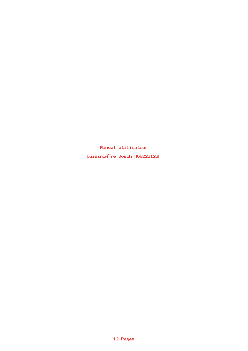 Page 1 de la notice Manuel utilisateur Bosch HGG223123F