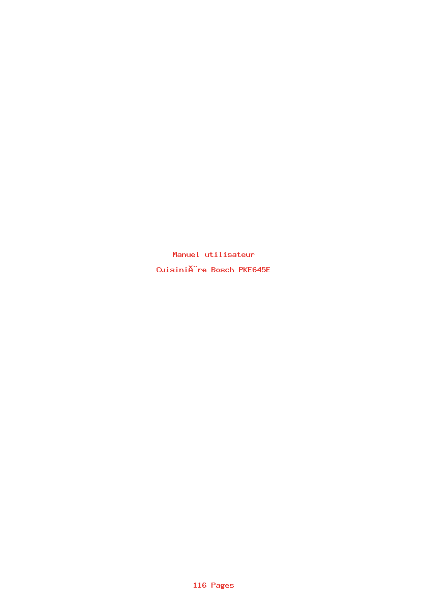 Page 1 de la notice Manuel utilisateur Bosch PKE645E
