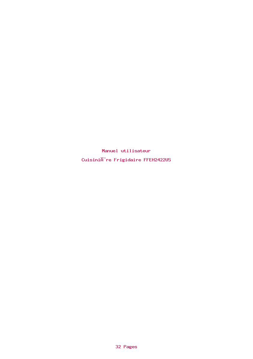 Page 1 de la notice Manuel utilisateur Frigidaire FFEH2422US