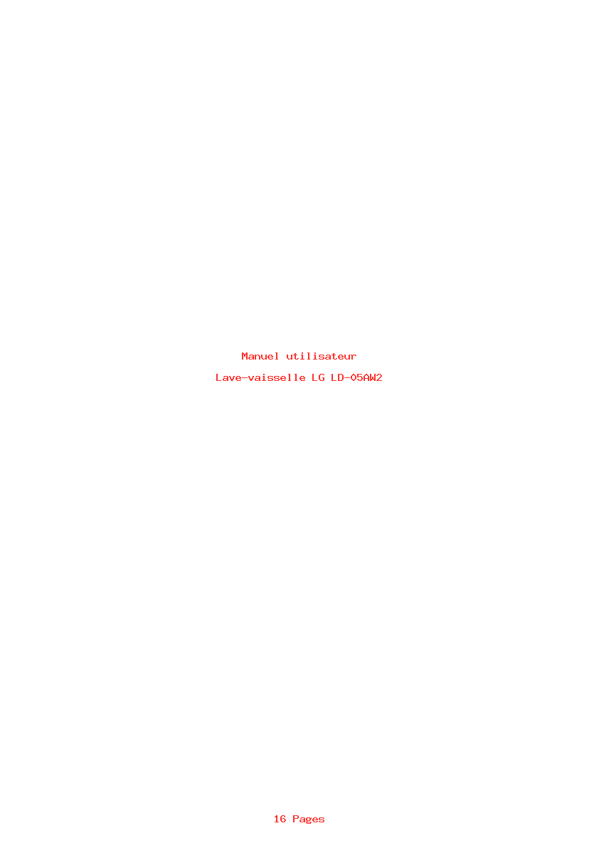 Page 1 de la notice Manuel utilisateur LG LD-05AW2