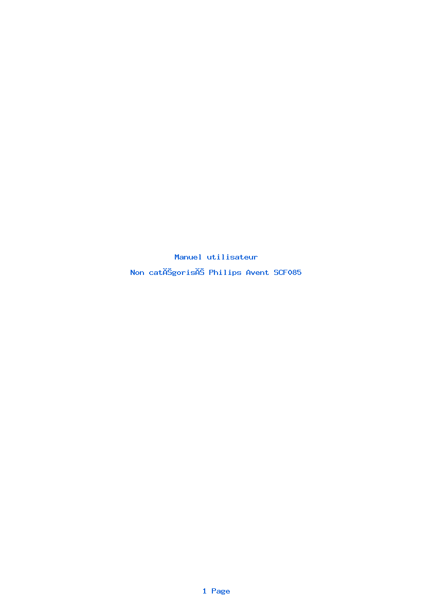 Page 1 de la notice Manuel utilisateur Philips Avent SCF085