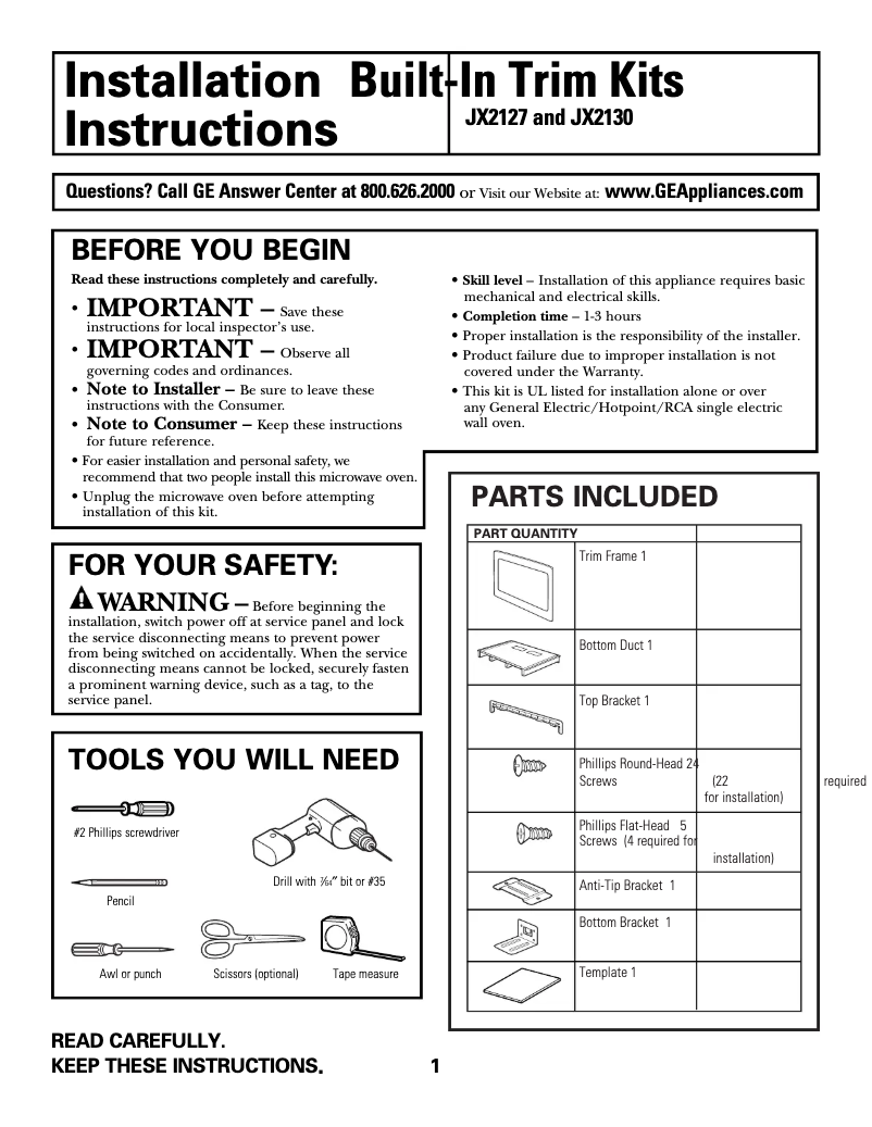 Página 1 del manual Manual de usuario GE JX2127CH
