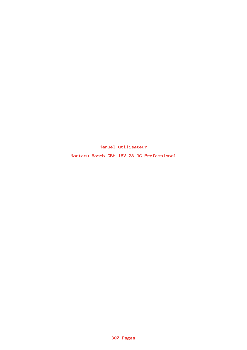 Page 1 de la notice Manuel utilisateur Bosch GBH 18V-28 DC Professional