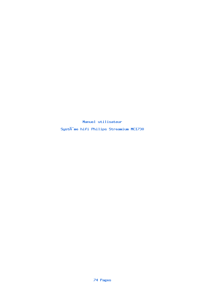 Page 1 de la notice Manuel utilisateur Philips Streamium MCI730