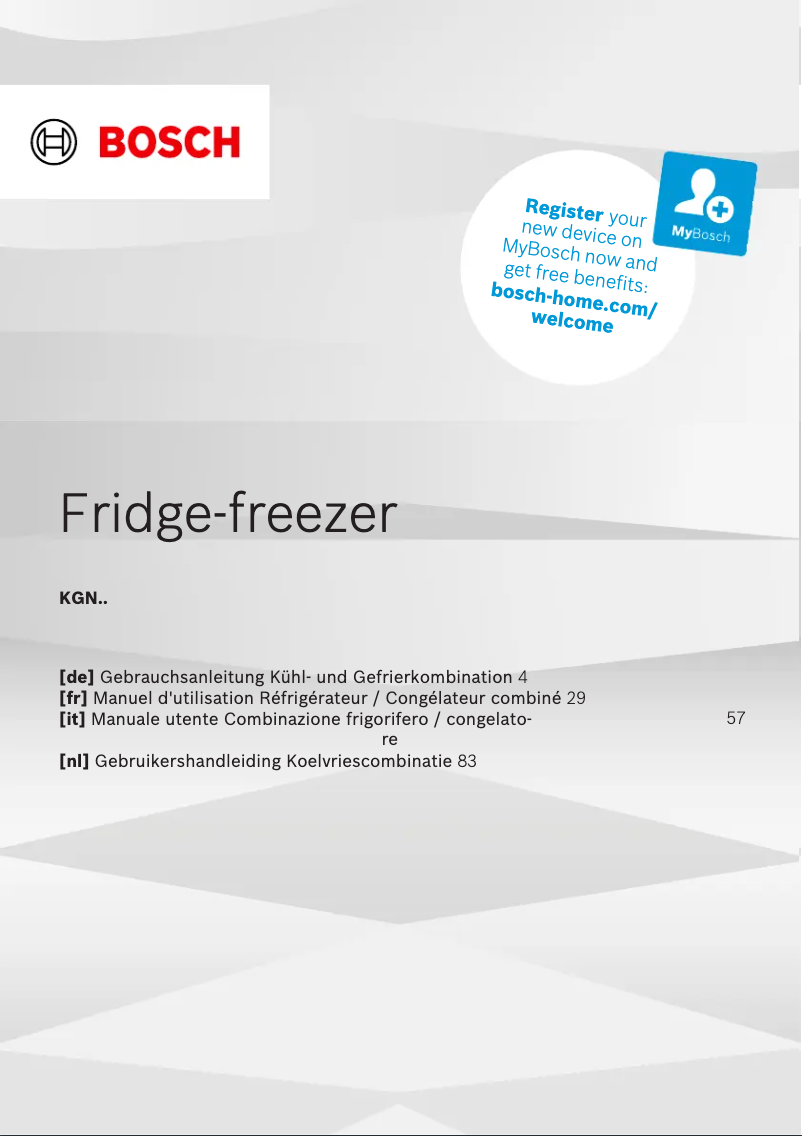 Page 1 of the manual User Manual Bosch KGN492IDF