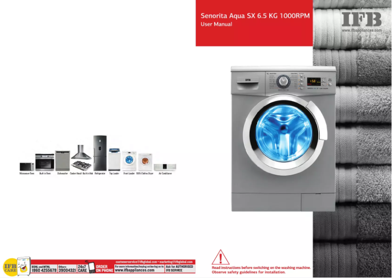Page 1 de la notice Manuel utilisateur IFB Senorita Aqua SX